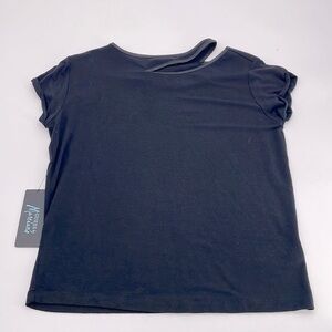 NWT Oversized black t-shirt faux leather detail size XS Marciano